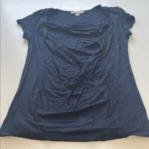 Cabi XS Navy Blue Short Sleeve Flowy Layered Blouse
